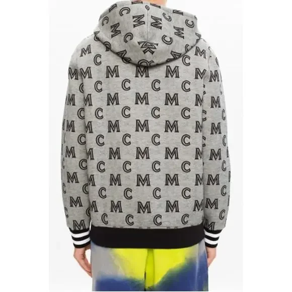 MCM Monogram Zip-up Hoodie In Grey